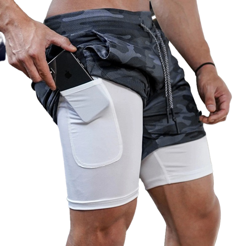 Shorts Fitness 2 Em 1 -  Tecnologia Dry-Fit Térmico de Compressão