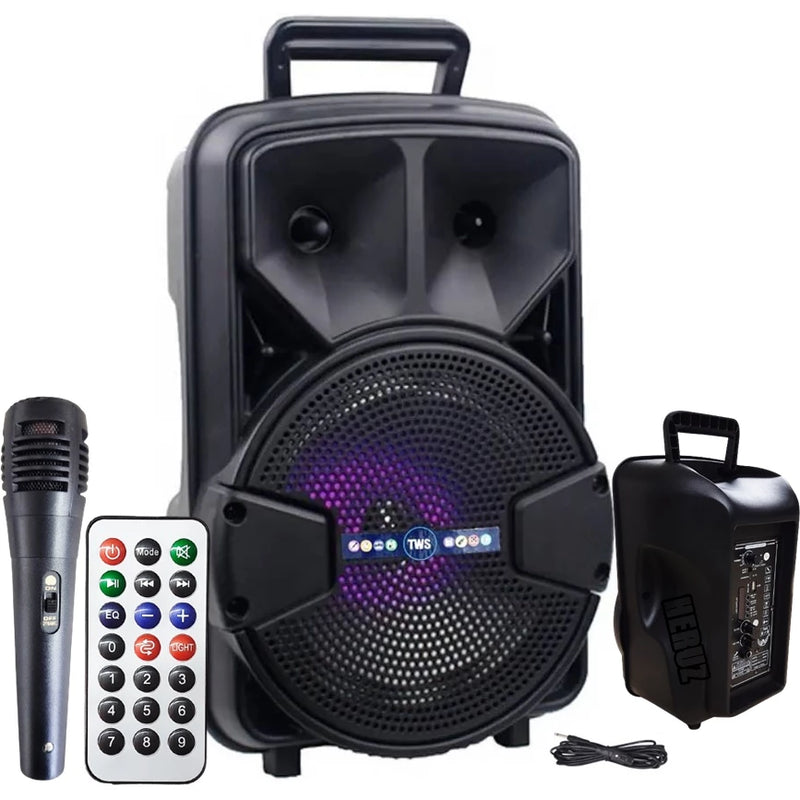 Caixa de Som MP3 1000W LED Alto Falante Grande Entrada P10 Instrumento ou Microfone